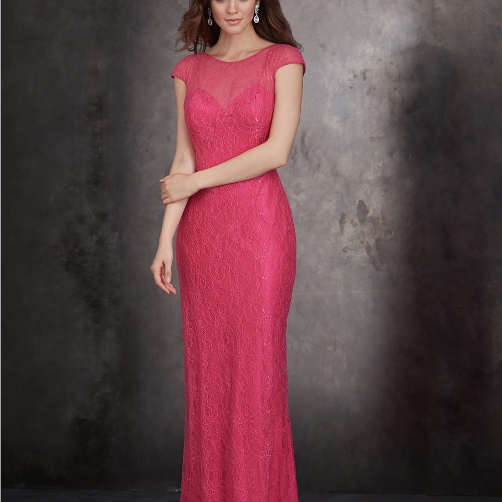 Allure Bridals Fuchsia Lace Maxi Dress